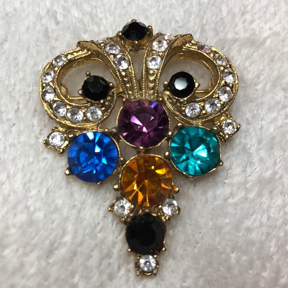Accessories - VINTAGE 1980’s COLLAR PIN MULTI COLORED STONES